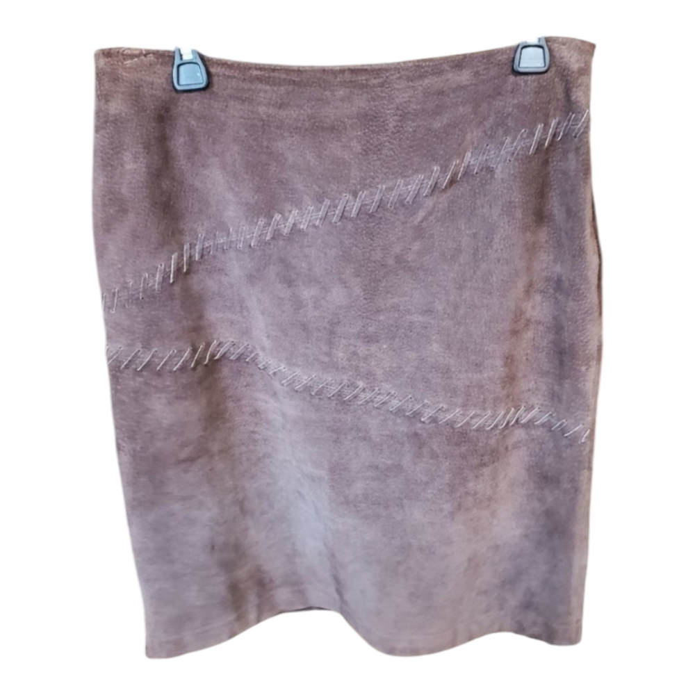 Sonoma Vintage Chocolate Brown suede leather skirt Size 12